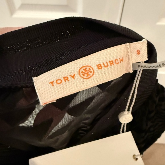 Tory Burch Velvet Devore with Long Sleeve Mock Neck Fit and Flare Midi Dress - Picture 5 of 5